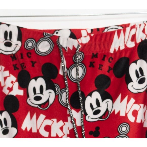Disney Size S(4-6) Mickey Mouse Pajama Pants Red Fleece Lounge Sleepwear - Picture 2 of 8
